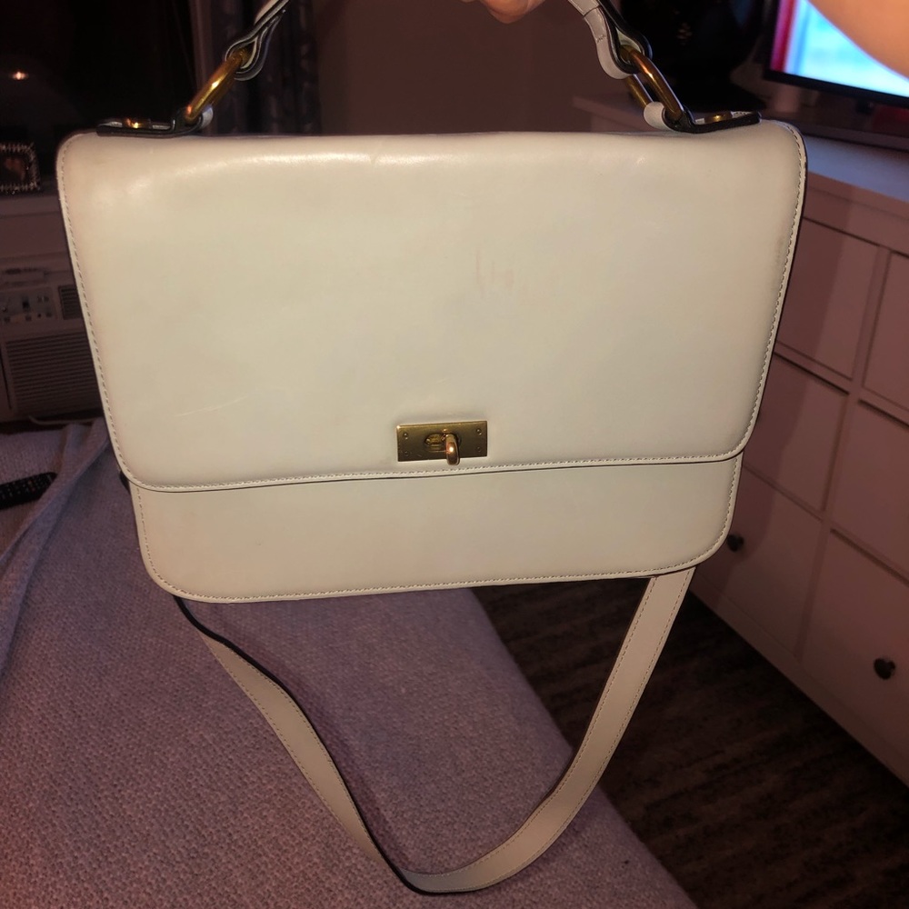 J Crew mint blue/green leather handbag